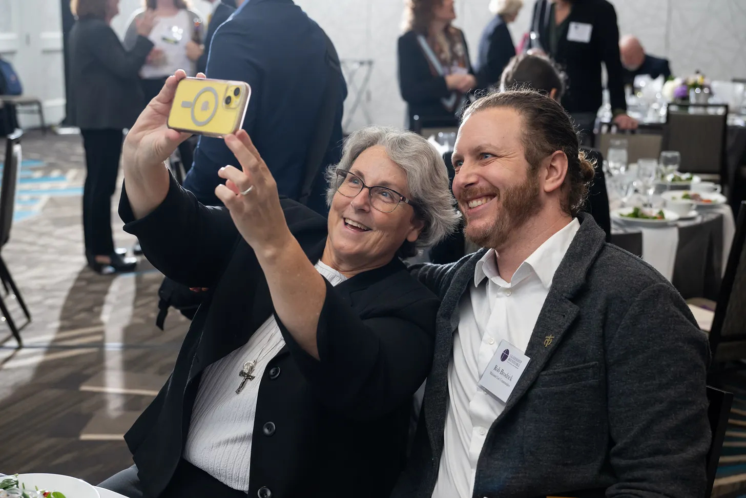 Woman and man take a selfie